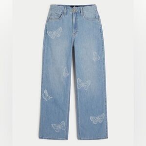 Hollister Butterfly Jeans Ultra High Rise Baggy Jean Pants Like New NWT